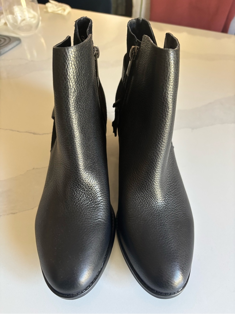 American Rag Black Leather Ankle Booties with Side Zip